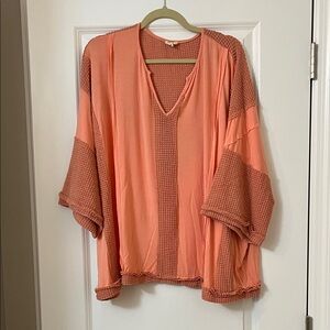 POL Coral and Rust Textured Women's Top